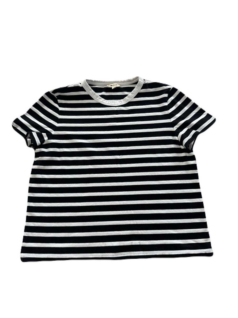 Women's Madewell Black & White Striped Cotton Tee Shirt Size Large
